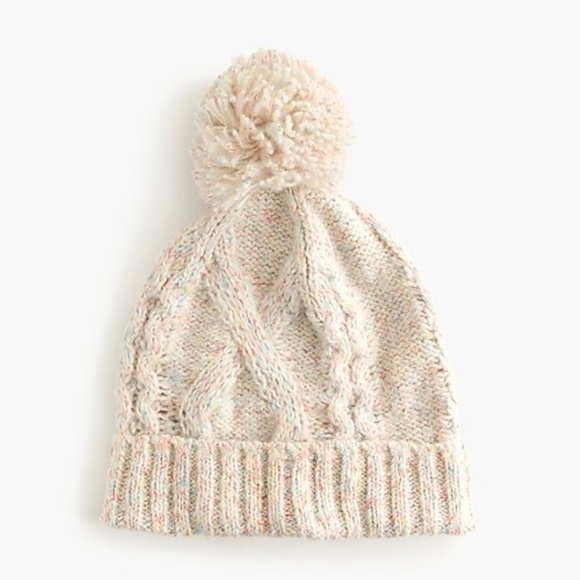 NWT J Crew Confetti Donegal Knit Pom Pom Beanie Hat